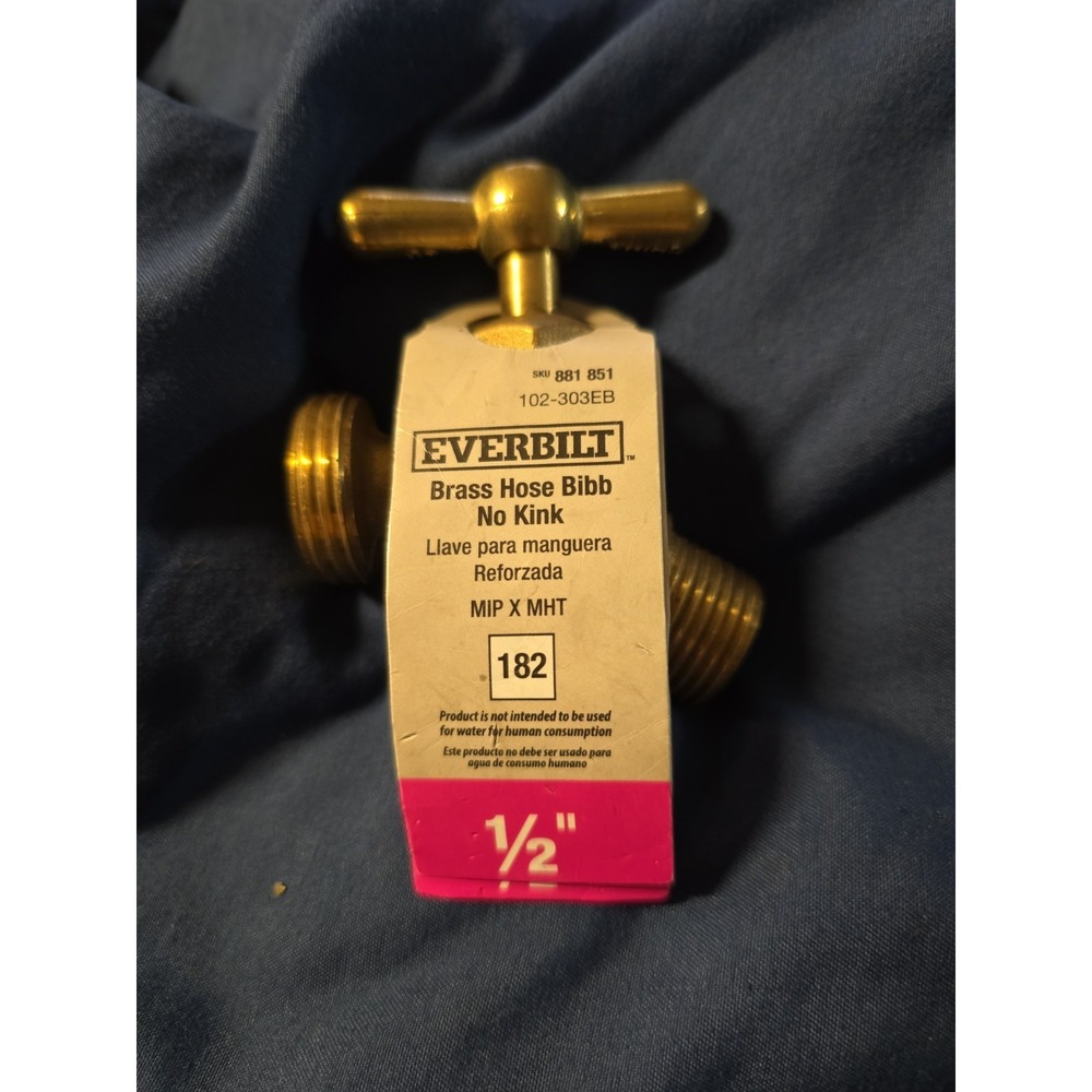 Everbuilt Brass Hose Bibb No Kink #182 ½" MIP X MHT New With Tag 102-303EB